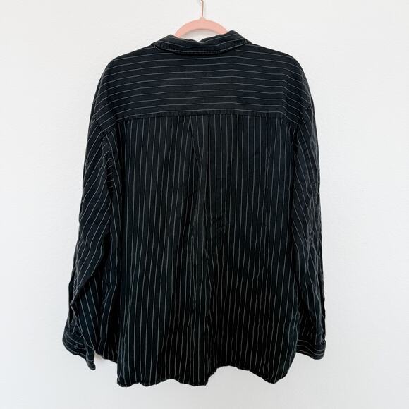 Pistola Shirt Womens Large Black Irene Stripe Minimalist Indie Sleak Relaxed Fit - Picture 6 of 6